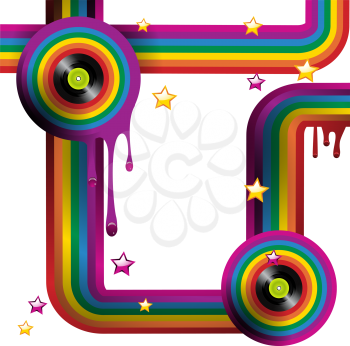 Royalty Free Clipart Image of a Retro Rainbow Background