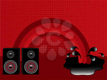 Royalty Free Clipart Image of a Retro Style Background With Speakers 