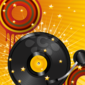 Royalty Free Clipart Image of a Retro Turntable Background