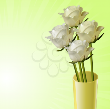 Royalty Free Clipart Image of Roses in a Vase