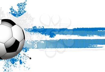 Royalty Free Clipart Image of a Football on a Grunge Scotland Flag With a Halftone Banner
