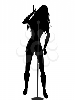 Royalty Free Clipart Image of a Silhouette of Female Singer