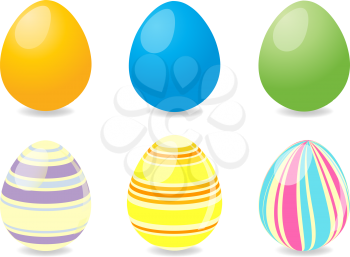 Royalty Free Clipart Image of a Set of Six Painted Easter Eggs