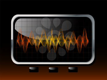 Royalty Free Clipart Image of a Monitor With Sound Waves 