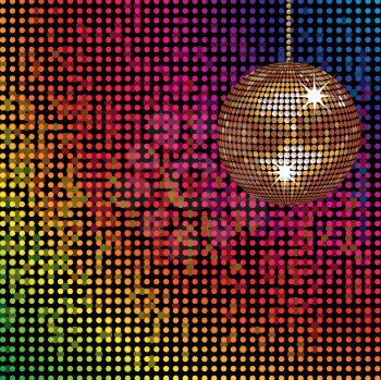 Royalty Free Clipart Image of an Abstract Colorful Background With a Disco Ball