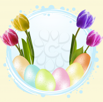 Royalty Free Clipart Image of an Egg and Floral Border