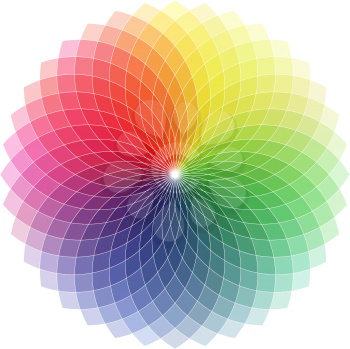 Royalty Free Clipart Image of an Abstract Spectrum Flower Spirograph