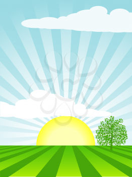 Royalty Free Clipart Image of a Spring Landscape