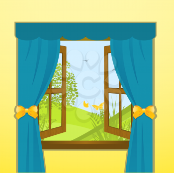 Royalty Free Clipart Image of a Spring View Through a Window