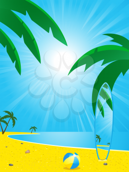 Royalty Free Clipart Image of a Tropical Beach