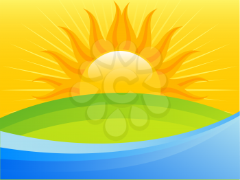 Royalty Free Clipart Image of an Abstract Summer Landscape