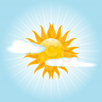 Royalty Free Clipart Image of a Sun in the Sky
