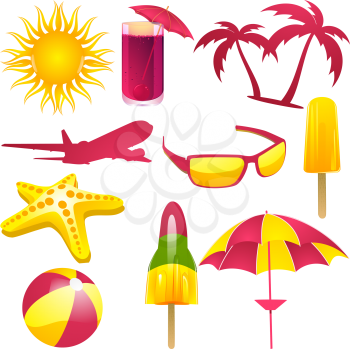 Royalty Free Clipart Image of a Set of Vacation Icons