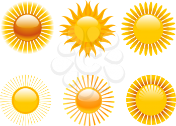 Royalty Free Clipart Image of a Set of Sun Icons