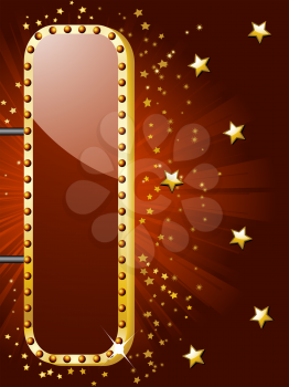 Royalty Free Clipart Image of a Glossy Red and Gold Theater Sign
