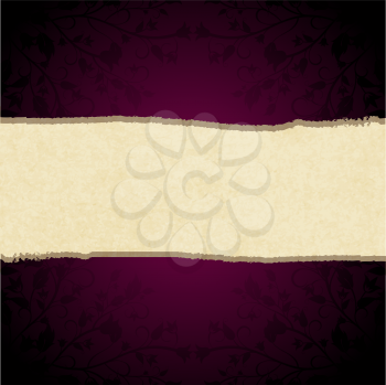 Royalty Free Clipart Image of a Torn Floral Wallpaper