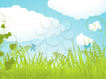 Royalty Free Clipart Image of a Spring Landscape 