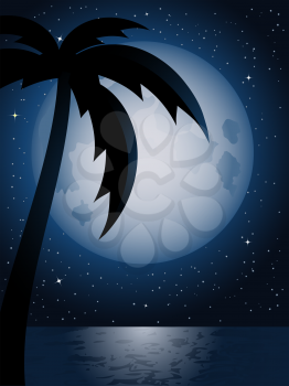 Royalty Free Clipart Image of a Beach at Night