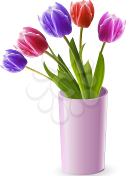 Royalty Free Clipart Image of Tulips in a Vase