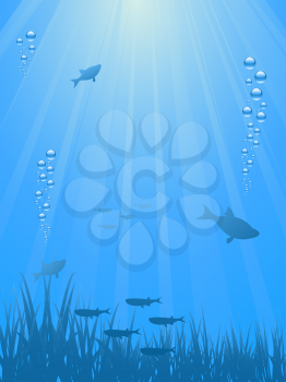 Royalty Free Clipart Image of an Underwater Scene 
