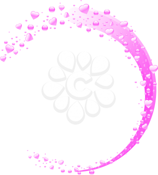 Royalty Free Clipart Image of a Pink Valentine Hearts and Bubbles on a Water Wave Border