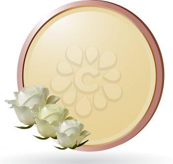 Royalty Free Clipart Image of White and Ivory Roses in a Border Background