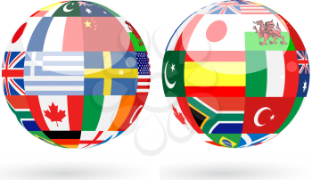 Royalty Free Clipart Image of 3D Spheres With World Flags