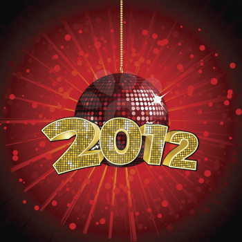 Sparkling red disco ball with gold mosaic 2012 sign