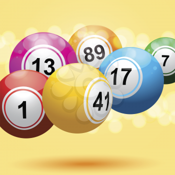 3d bingo balls on an orange background