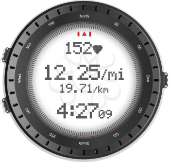 Digital fitness watch with heart rate monitor, distance and stop watch