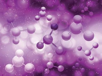 molecules on a purple glowing background