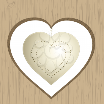 Vintage valentine heart and wood