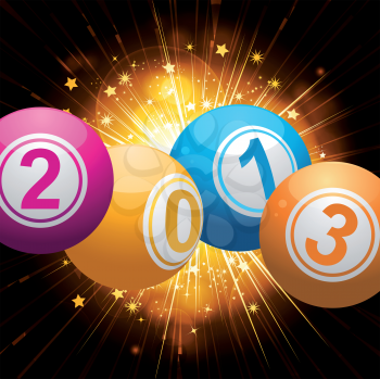 Bingo ball new year background with starburs