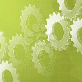 Abstract cog background on green