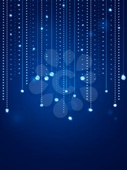 Blue falling diamond background with sparkles and glows