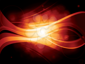 Orange wave background with glowing circles