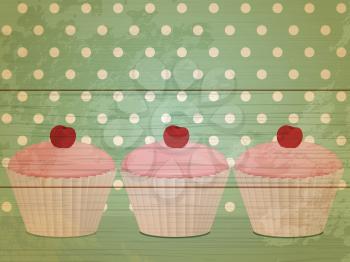 Cupcakes on a retro wooden sign

