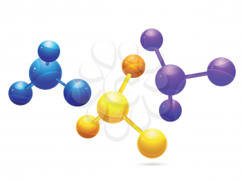 3D Colored Molecule Background on White