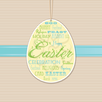 Easter Egg Label With Typographical Design on a Card Background