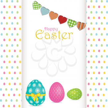 Easter Background Panel with Decorated Easter Eggs, Bunting and Message