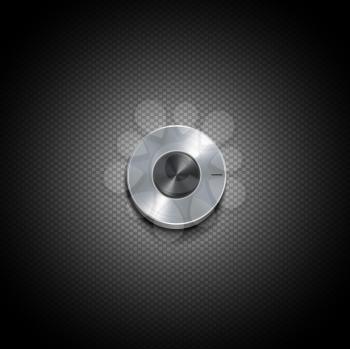 Royalty Free Clipart Image of a Chrome Button on Brushed Metal