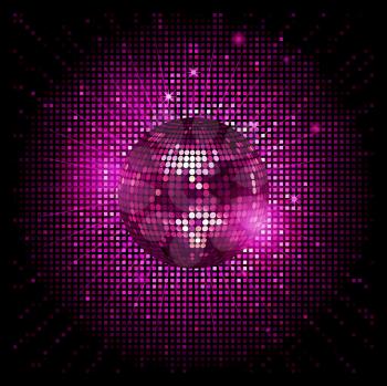 Royalty Free Clipart Image of a Pink Disco Ball Background