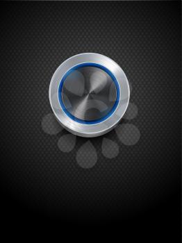 Royalty Free Clipart Image of a Chrome Button on a Metal Plate