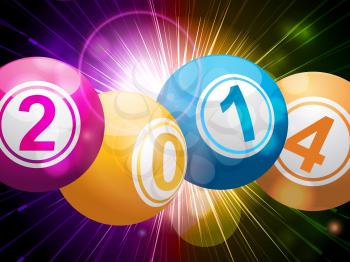 New year bingo lottery balls on a star burst background