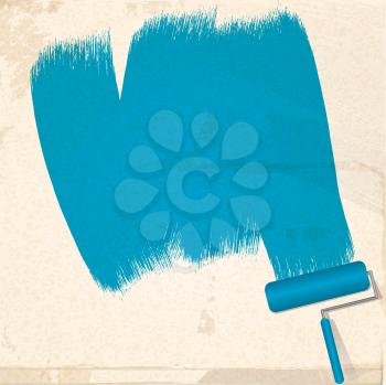 Abstract Painted Background with Blue Paint and Roller