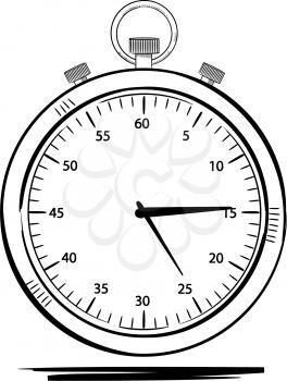 Stop watch in a line drawn style on a white background