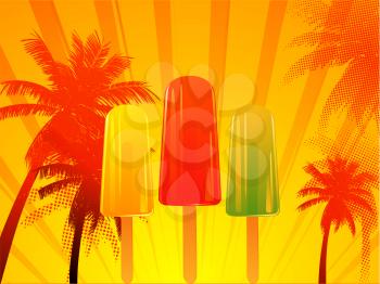 Tropical Hot Sunset with Ice Lolly Background