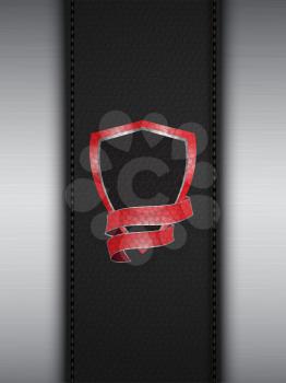 Red Shield on a Leather and Brushed Metallic Panel