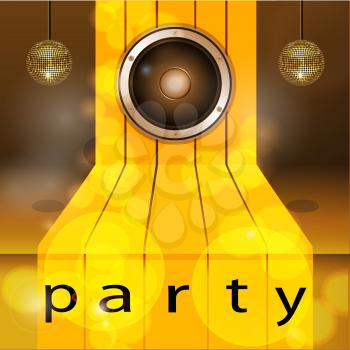 3D Golden Step with Speaker disco balls and Text