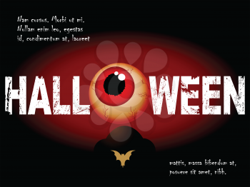 Halloween Background with Scary Eye Tombstone and Sample Text